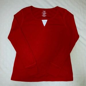 Danskin Now Long-sleeve Red Shirt Size: L